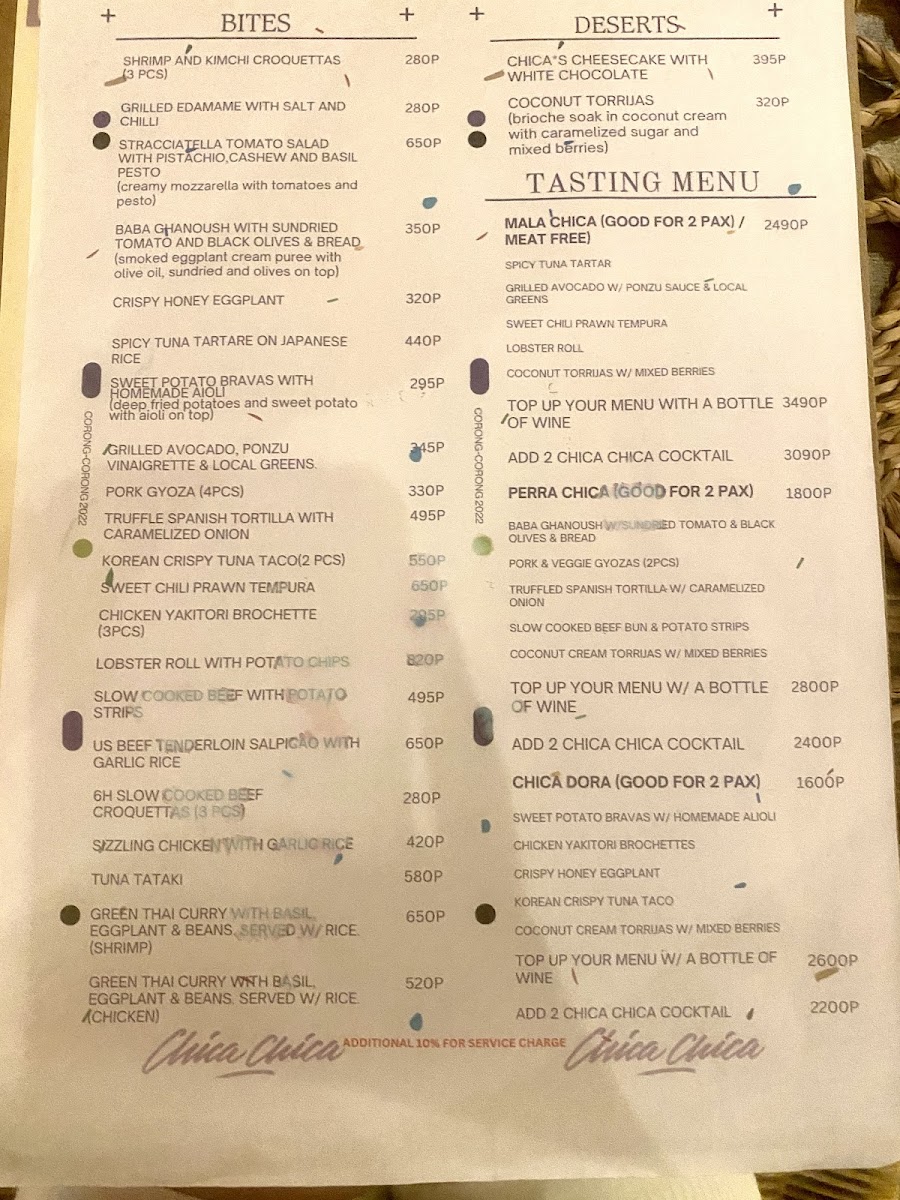 Chica Chica El Nido Menu - Image 3